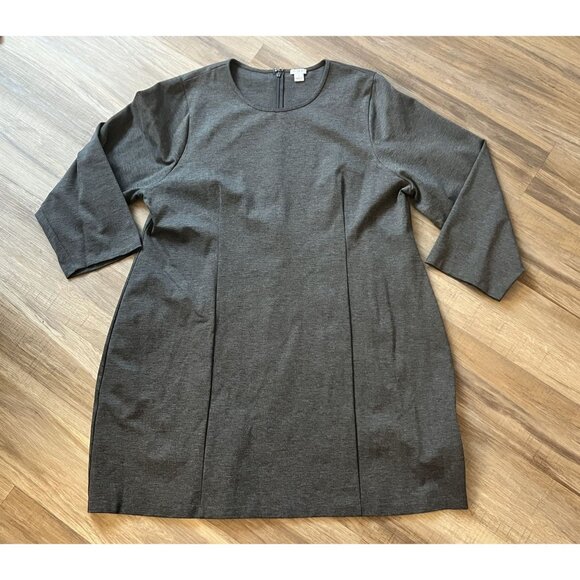 J. Crew Ponte Dress Grey Size 20 Style K3469 Back Zip Women's L/S Round Neck SZ: - Picture 1 of 8